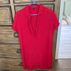 Express Women's Red Button Down Shirt Dress
